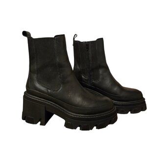 Aldo Talenariel Leather Platform Chelsea Lug Boot Block Chunky Heel Bootie